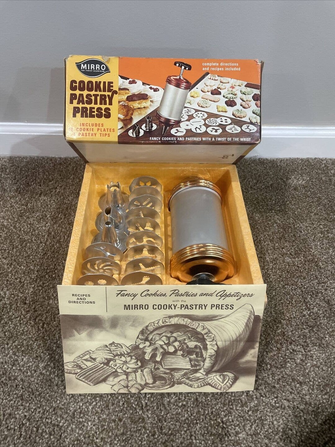 Vintage Mirro Cookie Pastry Press M035822 3 TIPS 12 DISC Etsy