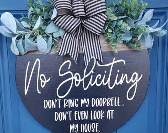 no soliciting door hanger | front door sign | year round wreath | funny front door sign | front door decor | front door hanger