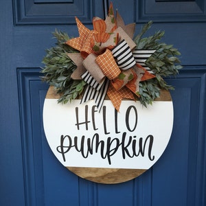 hello pumpkin door hanger | fall front door hanger | fall front door sign | fall door hanger | fall porch | fall decor | pumpkin door hanger