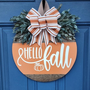hello fall door hanger | fall front door decor | hello fall | fall door hanger | fall door sign | fall door wreath | fall welcome sign