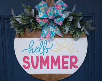 hello summer door hanger | summer front door decor | summer door hanger | summer door sign | summer porch decor | summer decor | front porch