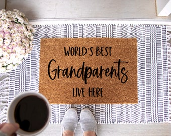world's best grandparents live here doormat, mothers day gift, grandparents gift, welcome mat, personalized doormat, custom doormat, grandma