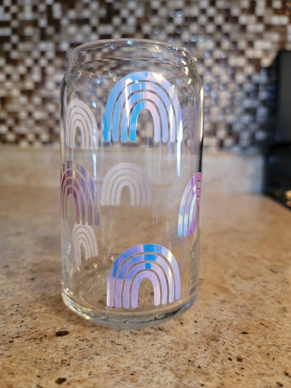 Rainbow Beer Can Glass Cup