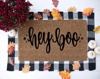 hey boo doormat, halloween doormat, fall doormat, cute doormat, ghost doormat, halloween door mat, halloween door decor, boo doormat, ghost