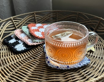 Checkered Coaster with Beaded Border