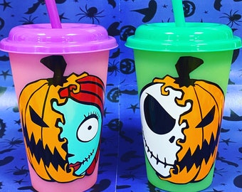 Spooky Tots | Jack and Sally Kids Cups | Halloween Theme | Kids Tumblers | Jack Pumpkin | Sally Pumpkin |