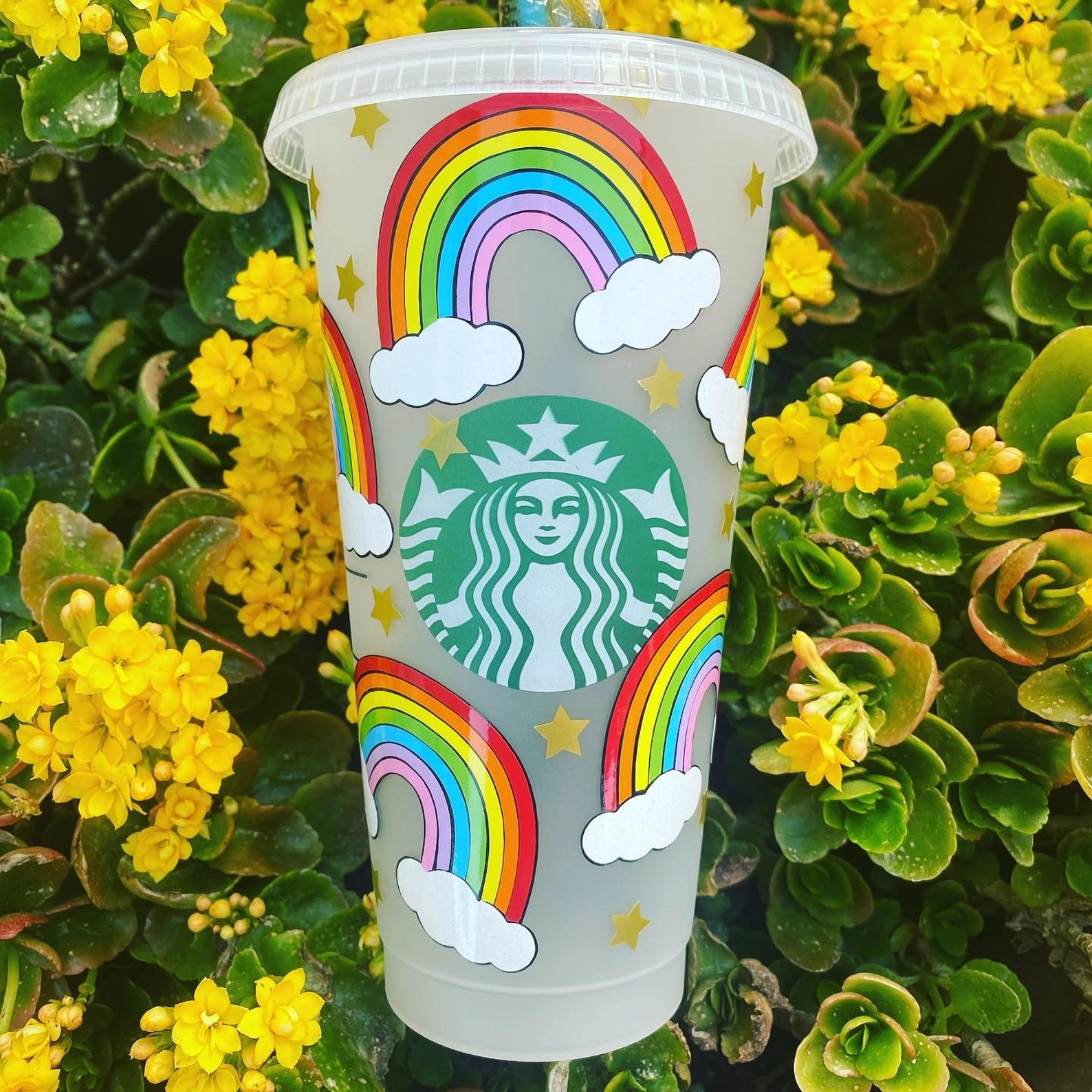 Rainbow Cold Cup Rainbow Starbucks Cup Starbucks Venti Etsy