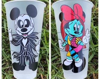 Minnie & Mickey - Nightmare Before a Christmas Themed Starbucks Cold Cups