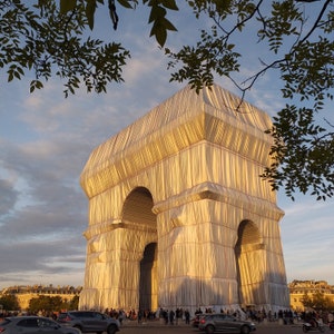 Golden Hour: "L'Arc de Triomphe, Wrapped" by Christo France Colour Photo Wall Art