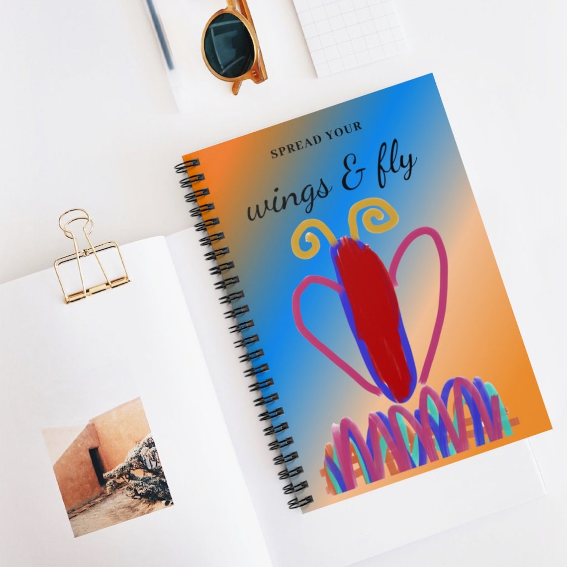 Wings & fly Spiral Notebook Ruled Line Etsy