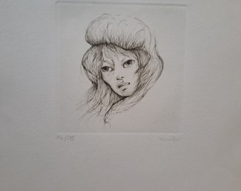 Leonor Fini (1908-1996) Strong water dry point Velin paper 1970s France limited series