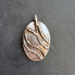 Vintage Scandinavian pendant Brutalist silver metal