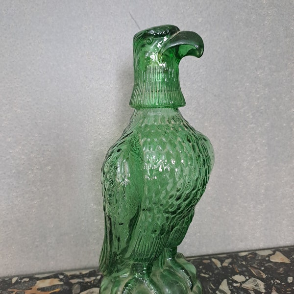 Carafe vintage verre vert en forme d'aigle Bessi Chianti Made in Italy decanter