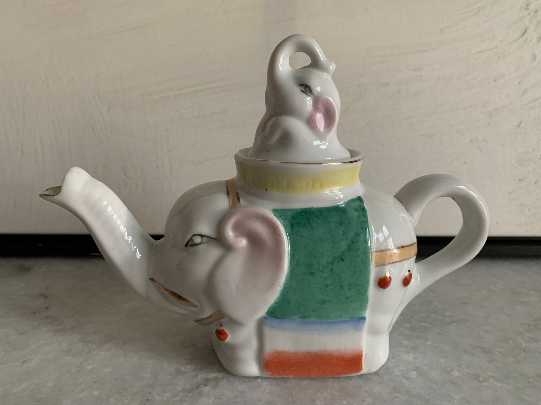 Vintage Elephant Teapot Ceramic Chinoiserie Teapot Chinese Etsy
