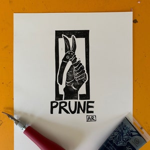 Snoei tuinieren activisme handgesneden blok print | handbedrukte linosnede print