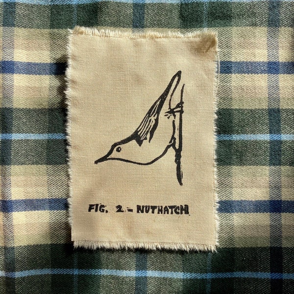 Hand Printed Nuthatch Cotton Patch | Block Print Iron On