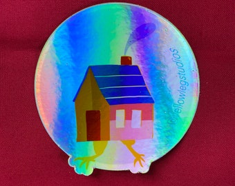 Holographic Baba Yaga House Vinyl Sticker