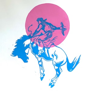 Hand-Printed Trans Cowboy T-shirt transgender flag shirt pink blue white western queer transmasc clothing comfy pride holiday gift image 8