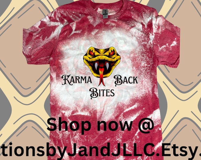 Featured listing image: Karma bites back Bleached red and white T-shirt