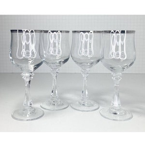 American Stemware PRINCETON CLEAR (Platinum Trim), Set of 4 Wine Glasses, 6 3/4”
