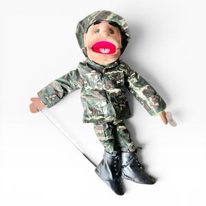 Sunny Puppets 2005 Large 28” Full Body Hand Puppet Black Male Army General