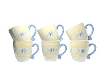 Pfaltzgraff “Summer Breeze” Set of 6 Large Ceramic Mugs 4 3/8” 16oz