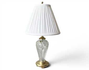 Waterford “Belline” Crystal & Brass Accent Table Lamp and Shade 19” Signed