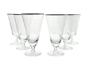 Fostoria “Bridal Belle” Set of 6 Iced Tea Glasses 6 1/2” 12oz Signed