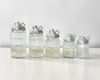 2002 Arthur Court “Grape” Glass & Aluminum Complete 5-Piece Canister Set