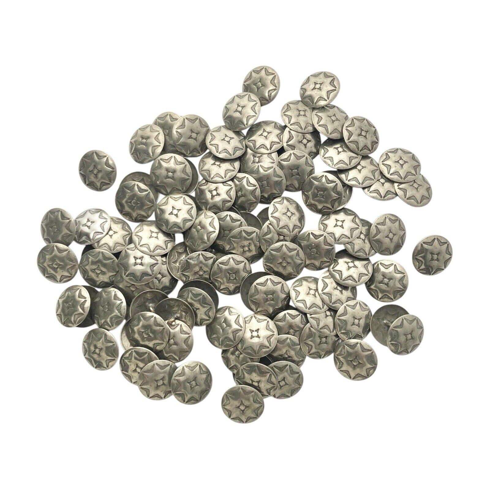 Set of 100+ Vintage Nickel Silver Silver Tone Concho Southwestern Native Buttons