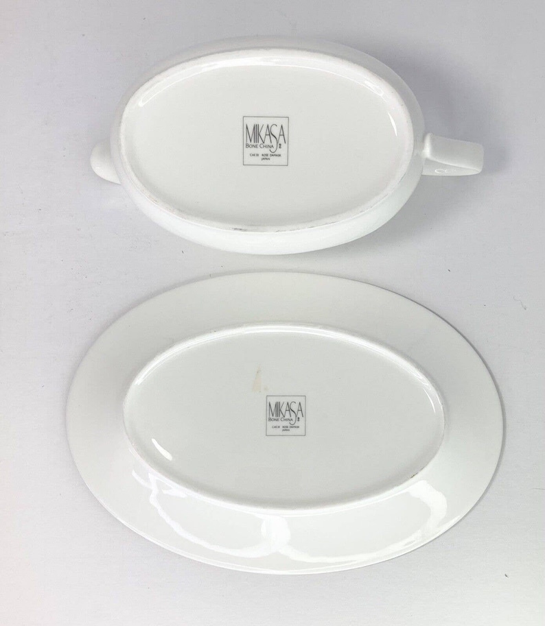 Mikasa ROSE DAMASK Bone China Gravy Boat W/underplate 8 Etsy