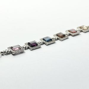 Brighton Tailor Multicolor German Glass Faceted Panel Silver Toned Bracelet 8” 画像 3