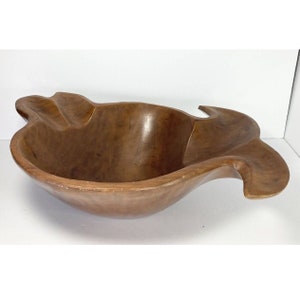 Vintage Mid-Century Large Organically Crafted Teak Wood Centerpiece Bowl, 17”