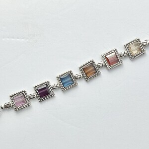 Brighton Tailor Multicolor German Glass Faceted Panel Silver Toned Bracelet 8” 画像 2