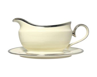 Lenox “Solitaire” Porcelain Gravy or Sauce Boat & Underplate 9 1/4”
