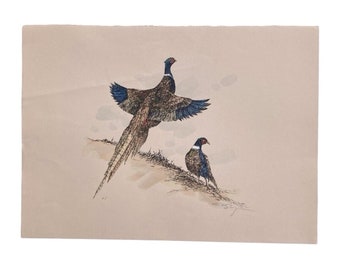 Michael Schofield “Pheasants” Signed Artist Proof Serigraph Print 30”X22”