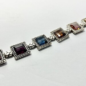 Brighton Tailor Multicolor German Glass Faceted Panel Silver Toned Bracelet 8” 画像 5
