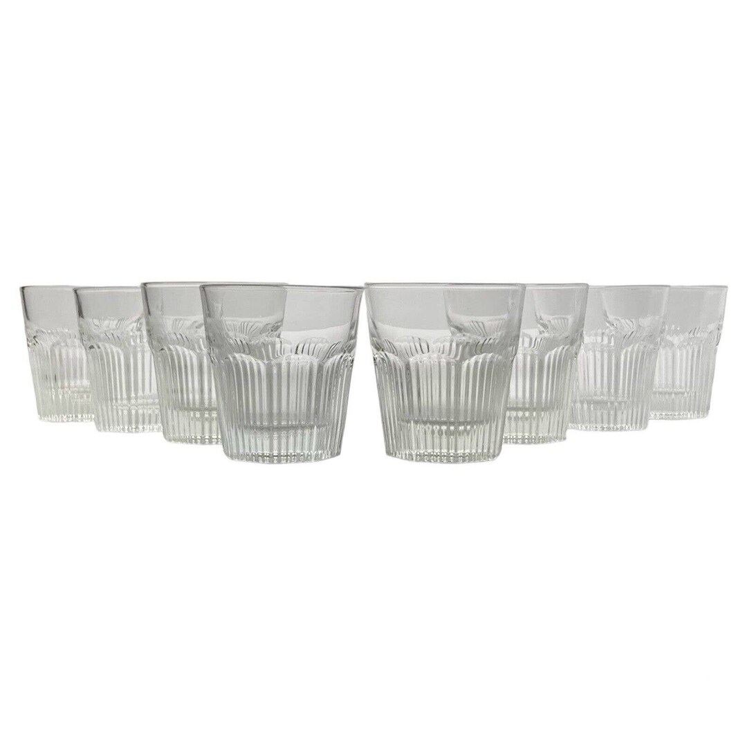 Libbey Ribbed Glassware 1970s Libbey Set of 8 Ribbed Old Fashioned Glasses 3 5/8” 8oz Duratuff ...