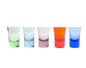 Set of 5 Contemporary Multicolor Liquor Dispenser Shot Glasses 2 3/4” 2oz