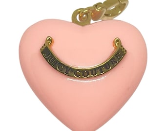 2000s Juicy Couture X Dylan’s Candy Bar Pink Y2K Lucite Puffy Heart Clip Charm