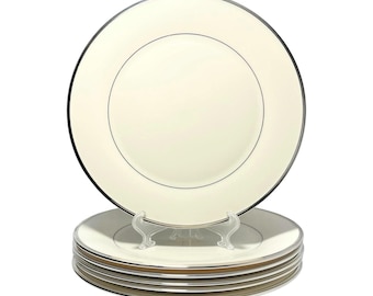 Lenox “Solitaire” Set of 6 Bone China Dinner Plates 10 3/4”