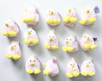 1990s Vintage Set of 14 Puffkins “Chirps” Pink/Yellow Bird Stuffed Plush Lot 4”