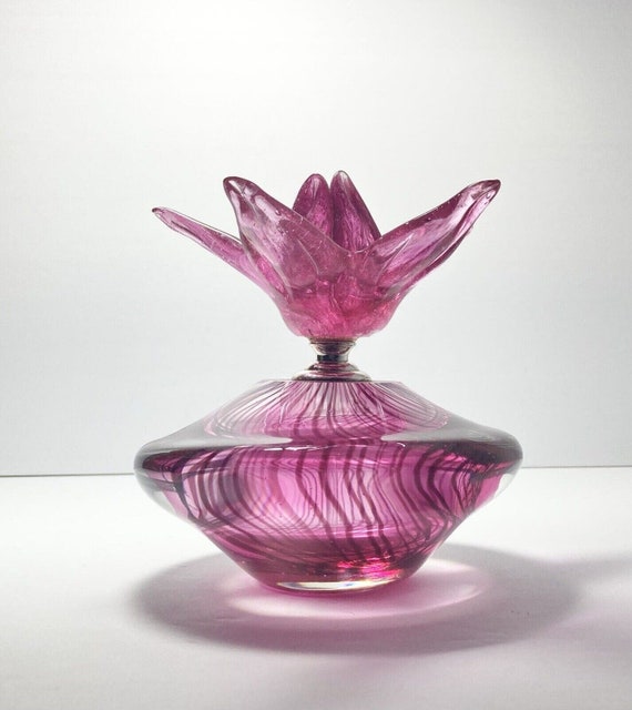 Dale Tiffany Pink Swirl Flower Art Glass Perfume … - image 2