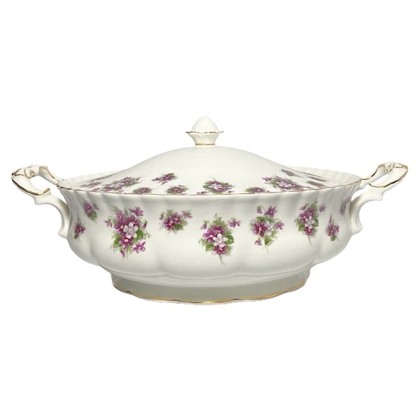 Royal Albert “Sweet Violets” Bone China Round Serving Bowl & Lid 11 1/2” England