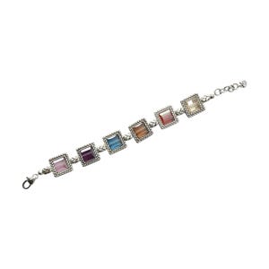 Brighton Tailor Multicolor German Glass Faceted Panel Silver Toned Bracelet 8” 画像 1
