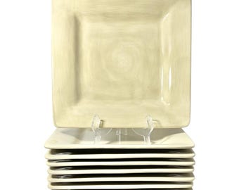 Artimino “Ciao II (Sand)” Set of 9 Square Earthenware Dinner Plates 11 1/2”