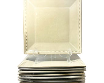 Pier 1 “Spice Route Sesame” Set of 10 Square Stoneware Dinner Plates 10 1/2”