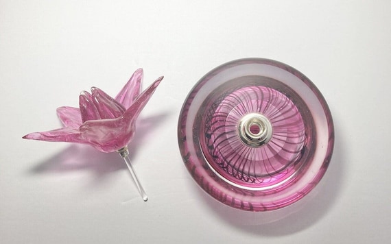 Dale Tiffany Pink Swirl Flower Art Glass Perfume … - image 4