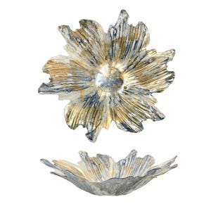 Il Quadrifoglio Black-Gray Gold Flower Centerpiece Decorative Bowl 15” Italy