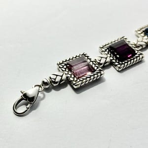 Brighton Tailor Multicolor German Glass Faceted Panel Silver Toned Bracelet 8” 画像 4